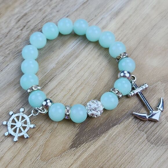 🔹️NWOT Aqua Bead & Nautical Charms Bracelet - Picture 4 of 14